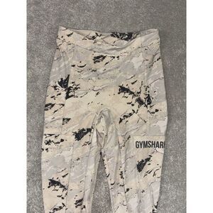 GYMSHARK‎ Ori Leggings Print Gray Cream Marble 7/8 Length Small EUC
